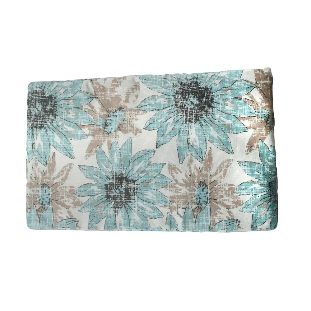 Milis Home Set of 2 Blue Cream Sunflower Lumbar Pillow Covers 11x19 Farmhouse